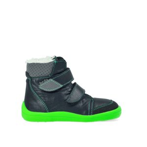 BEDA ZIMNÍ VYŠŠÍ MARCUS Black/Green - užší kotník | Dětské zimní zateplené barefoot boty - 24
