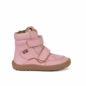 FRODDO VYŠŠÍ KOŽENÉ BOTY WAVE Zimní Pink | Dětské zimní zateplené barefoot boty - 23