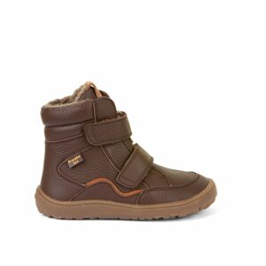 FRODDO VYŠŠÍ KOŽENÉ BOTY WAVE Zimní Brown | Dětské zimní zateplené barefoot boty - 26