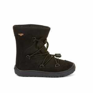 FRODDO TEX TRACK WOOL Black | Dětské zimní zateplené barefoot boty - 25