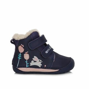 D.D.STEP W070-337B ZIMNÍ KOTNÍKOVÉ BOTY Modré | Dětské zimní zateplené barefoot boty - 24