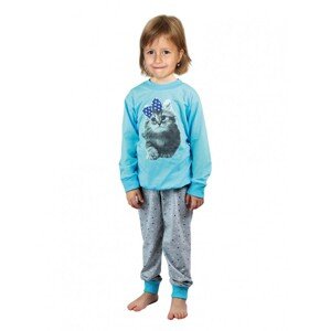 Dětské dlouhé pyžamo KITTY azurové - P KITTY 901 134-140