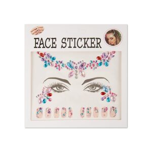 Samolepicí kamínky na obličej a nehty s motýlky barevná - 1 ks