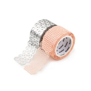 Krajková washi páska 2ks růžová a stříbrná - 3 balení