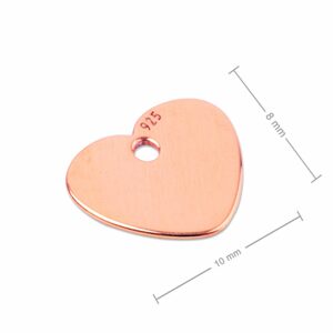 Stříbrný přívěsek pro gravírování ve tvaru srdce pozlacený 18K růžovým zlatem č.839 - 1 ks