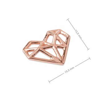 Stříbrný spojovací díl origami srdce pozlacený 18K růžovým zlatem č.1044 - 1 ks