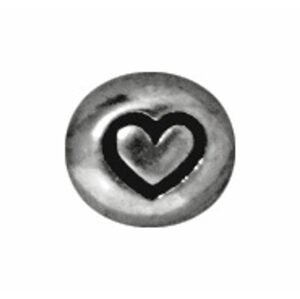 TierraCast korálek Heart Antiqued rhodiovaný - 1 ks