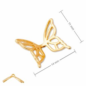 Amoracast korálek motýlí křídla 14x11mm pozlacený - 1 ks