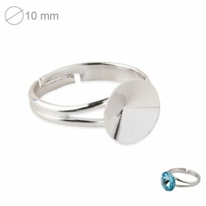 Rivoli prsten jednoduchý 10mm rhodium - 1 ks