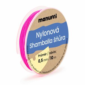 Manumi Nylonová šňůrka na Shamballa náramky 0,5mm/10m neonová růžová č.4 - 1 ks