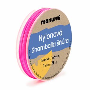 Manumi Nylonová šňůrka na Shamballa náramky 1mm/5m neonová růžová č.19 - 1 ks