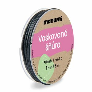 Manumi Voskovaná šňůra 1mm/5m černá - 1 ks