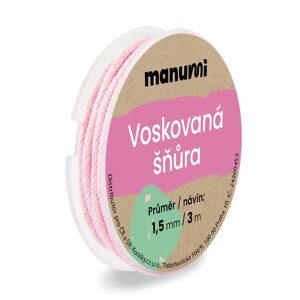 Manumi Voskovaná šňůra 1,5mm/3m světle růžová - 1 ks
