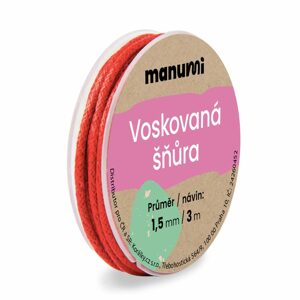 Manumi Voskovaná šňůra 1,5mm/3m červená - 1 ks