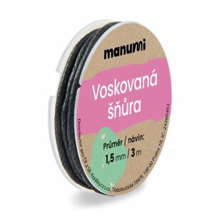 Manumi Voskovaná šňůra 1,5mm/3m černá - 1 ks