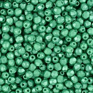 Broušené korálky 3mm Pearl Shine Light Green - 60 ks