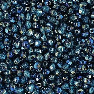 Broušené korálky 3mm Blue Iris Capri Blue - 60 ks