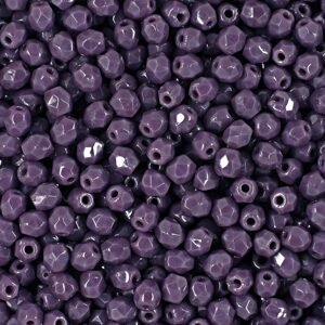Broušené korálky 3mm Opaque Purple - 60 ks