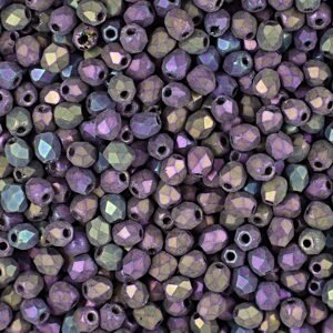 Broušené korálky 3mm Matte Iris Purple - 60 ks