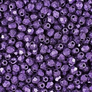 Broušené korálky 3mm Metallic Suede Purple - 60 ks