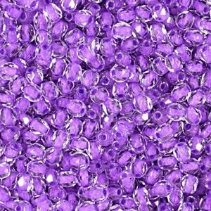 Broušené korálky 3mm Crystal Violet Lined - 60 ks