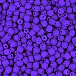 Broušené korálky 3mm Neon Dark Purple - 60 ks