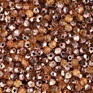 Broušené korálky 3mm Copper Med Topaz - 60 ks