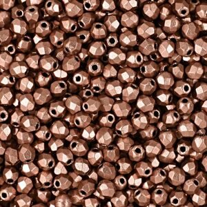 Broušené korálky 3mm Matte Metallic Copper - 60 ks