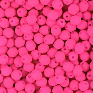 Broušené korálky 4mm Neon Pink - 45 ks