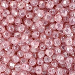 Broušené korálky 4mm Luster Milky Pink - 45 ks