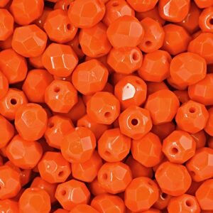 Broušené korálky 6mm Opaque Bright Orange - 30 ks