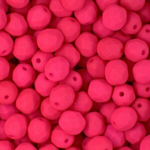 Broušené korálky 6mm Neon Pink - 30 ks