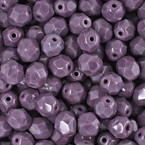 Broušené korálky 6mm Opaque Purple - 30 ks