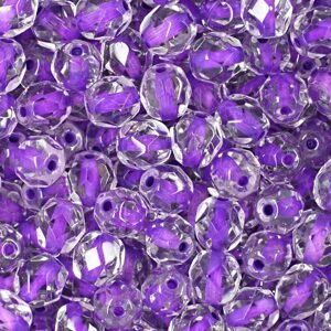 Broušené korálky 6mm Crystal Violet Lined - 30 ks