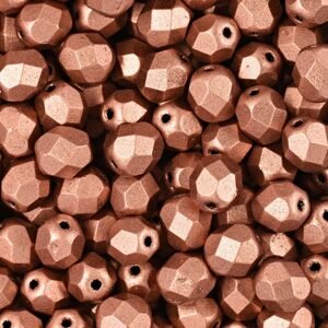 Broušené korálky 6mm Matte Metallic Copper - 30 ks