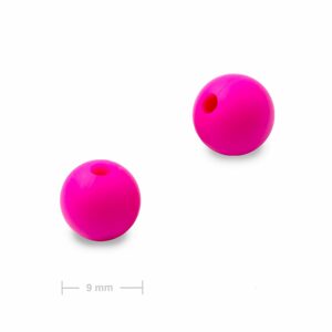Silikonové kulaté korálky 9mm Pink Glaze - 6 ks