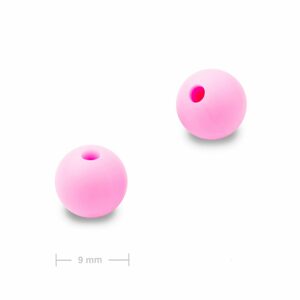 Silikonové kulaté korálky 9mm Candy Pink - 6 ks