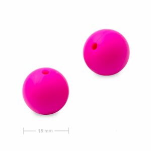 Silikonové kulaté korálky 15mm Pink Glaze - 3 ks