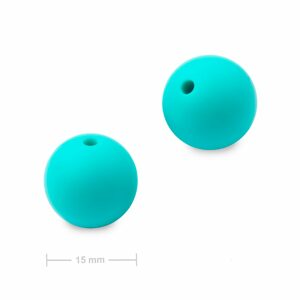 Silikonové kulaté korálky 15mm Turquoise - 3 ks