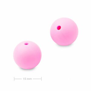 Silikonové kulaté korálky 15mm Candy Pink - 3 ks