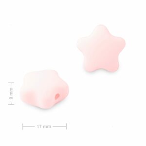 Silikonové korálky hvězdička 17x16x9mm Baby Pink - 3 ks