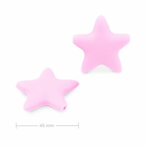 Silikonové korálky hvězdička 45x45mm Candy Pink - 1 ks