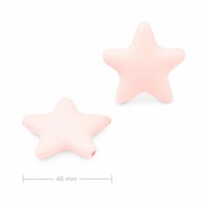 Silikonové korálky hvězdička 45x45mm Petal Pink - 1 ks