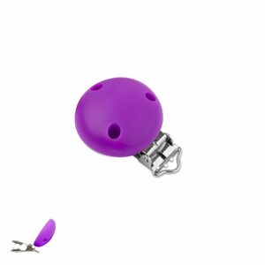 Silikonový klip na dudlík 34mm s kovovou sponou Lavender - 1 ks