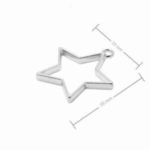 Rámeček na odlévání křišťálové pryskyřice hvězda 35x33mm v barvě stříbra - 1 ks