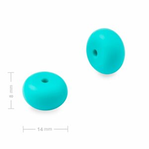 Silikonové korálky rondelky 14x8mm Turquoise - 4 ks