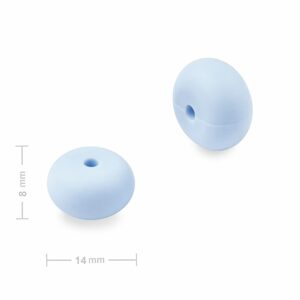 Silikonové korálky rondelky 14x8mm Pastel Blue - 4 ks