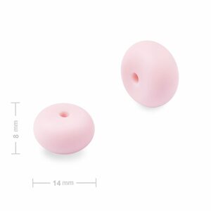 Silikonové korálky rondelky 14x8mm Baby Pink - 4 ks