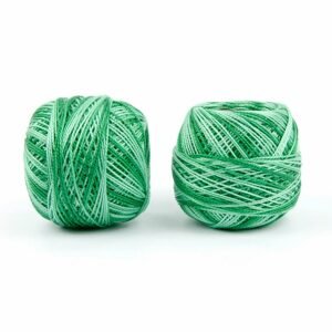 Háčkovací a vyšívací příze perlovka 85m ombre zelená - 3 ks