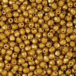 Broušené korálky 3mm Gold Shine Gold - 300 ks